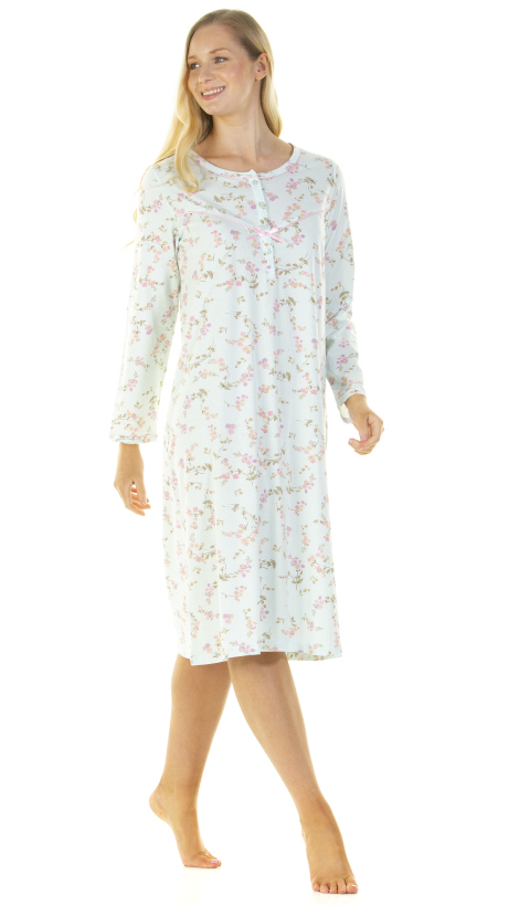 Sue Marks Floral Flower Spray Long Sleeve Nightdress